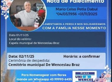 Nota de Falecimento / Fonte: Uniwences